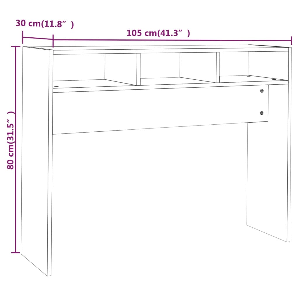 Mesa consola madera de ingeniería blanco 105x30x80 cm - Imagen 7