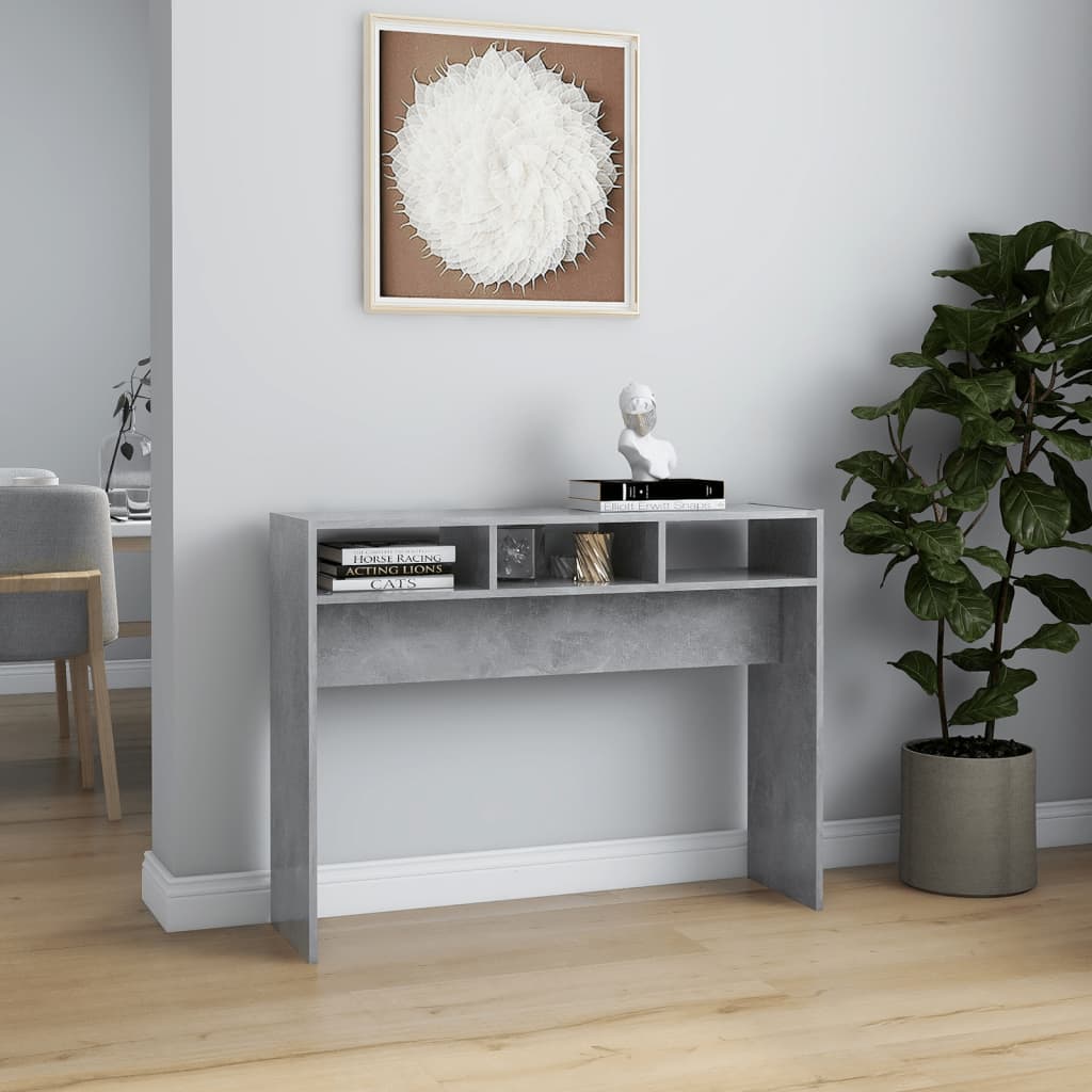 Mesa consola madera de ingeniería gris hormigón 105x30x80 cm - Imagen 3
