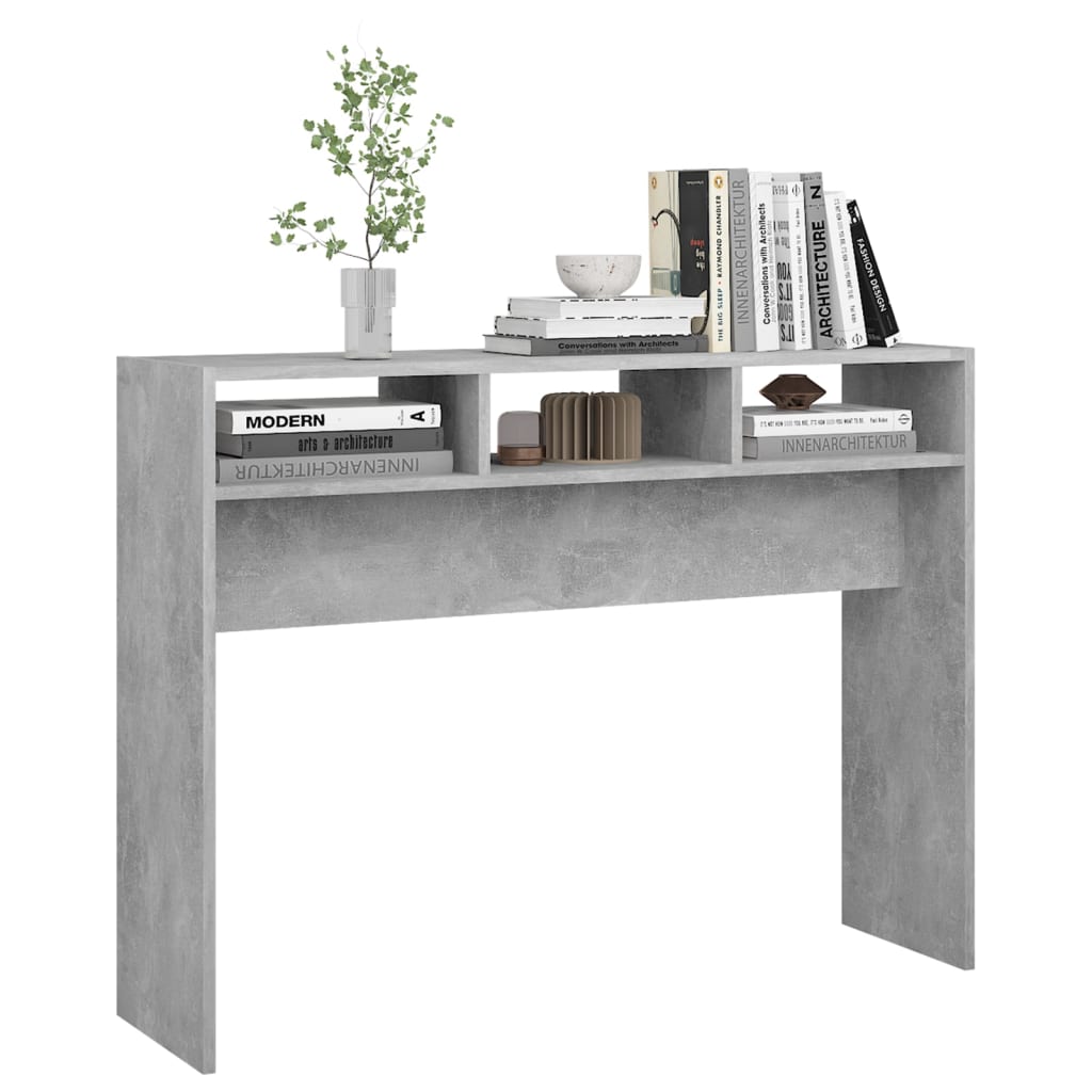 Mesa consola madera de ingeniería gris hormigón 105x30x80 cm - Imagen 4