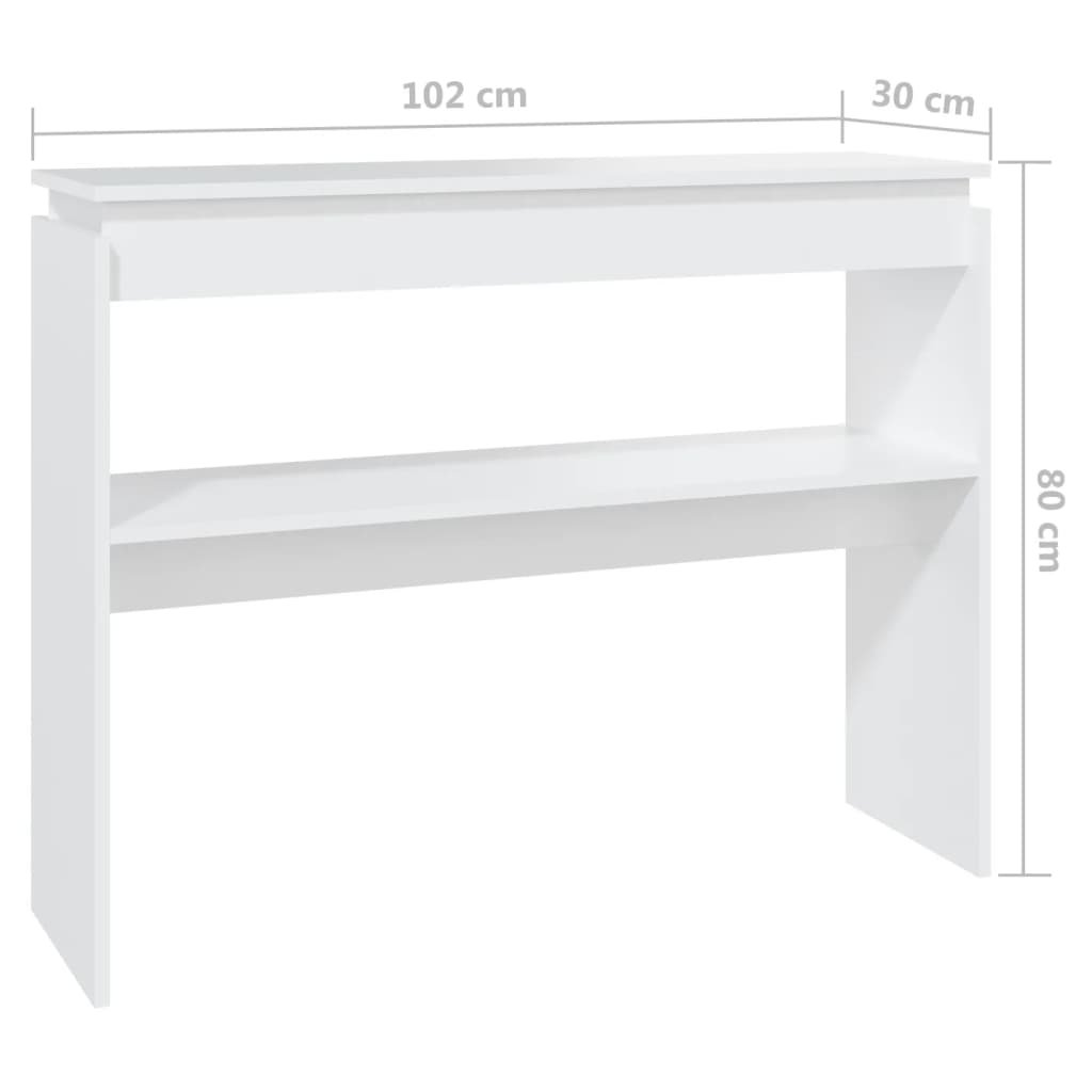Mesa consola madera de ingeniería blanca 102x30x80 cm - Imagen 6