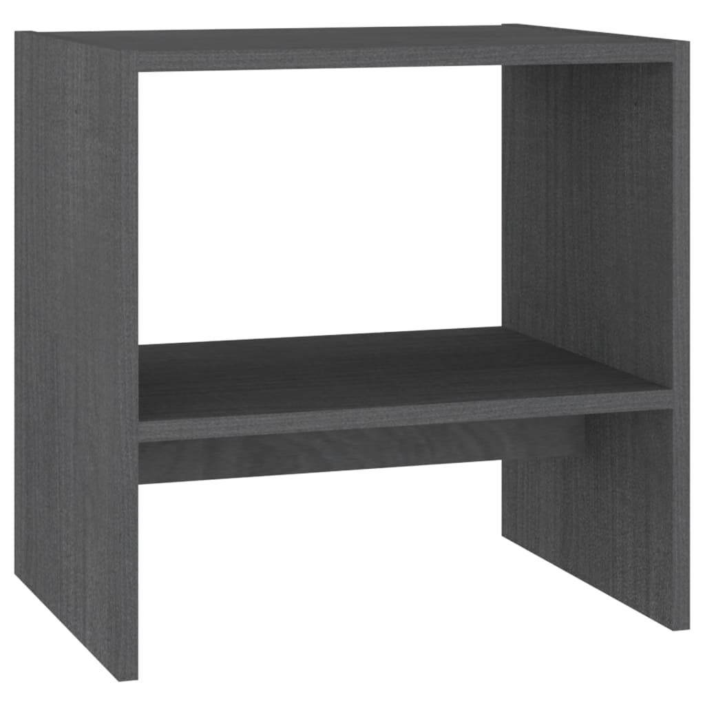 Mesita de noche madera maciza de mango gris 40x30,5x40 cm - Imagen 2