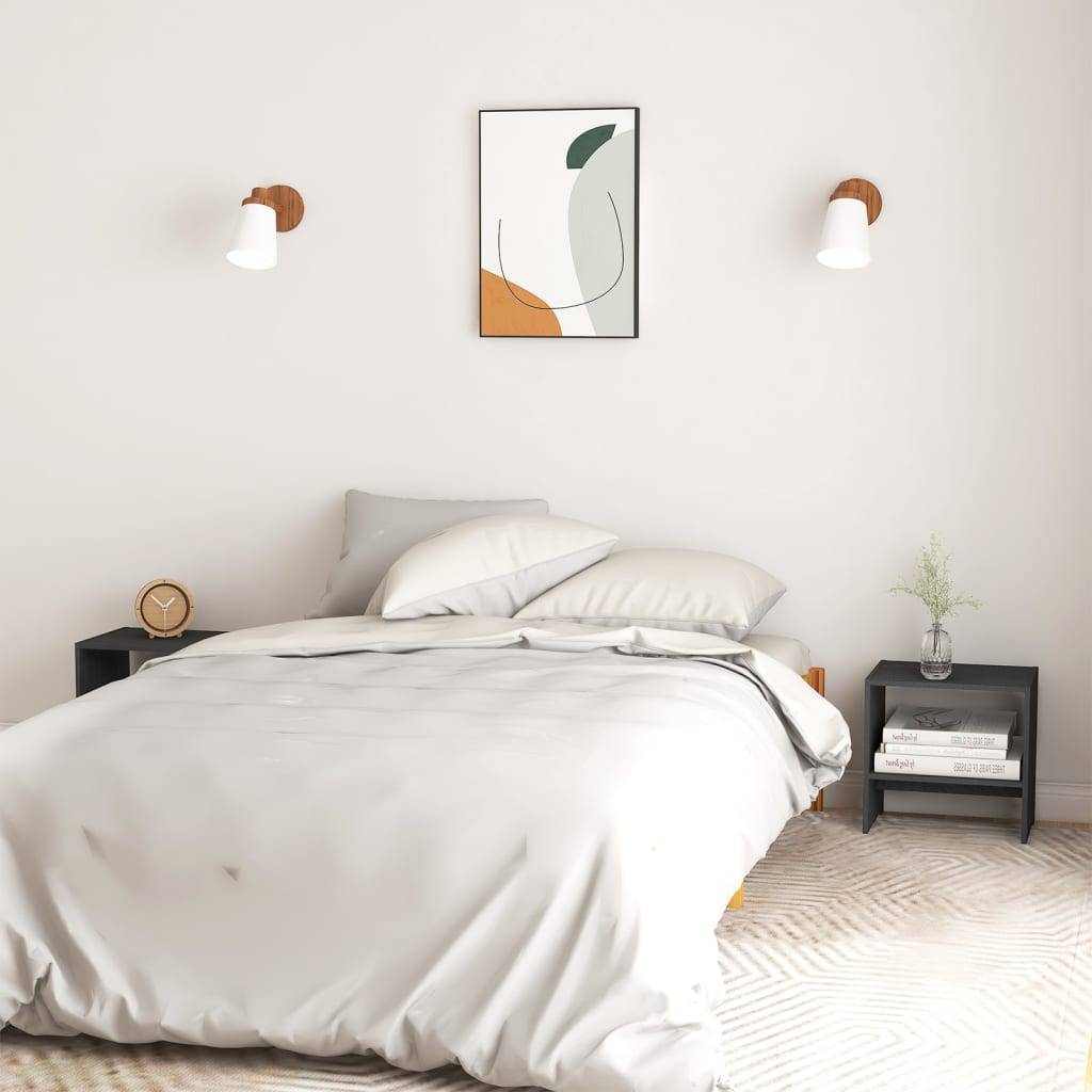 Mesita de noche madera maciza de mango gris 40x30,5x40 cm - Imagen 3