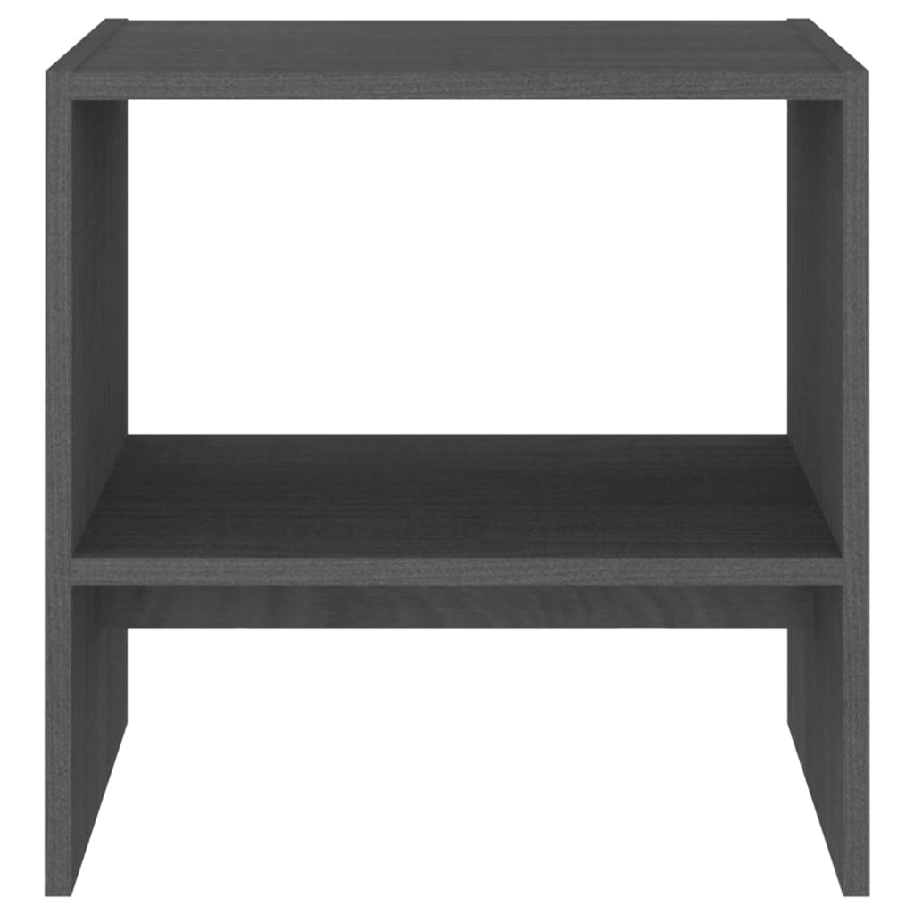 Mesita de noche madera maciza de mango gris 40x30,5x40 cm - Imagen 5