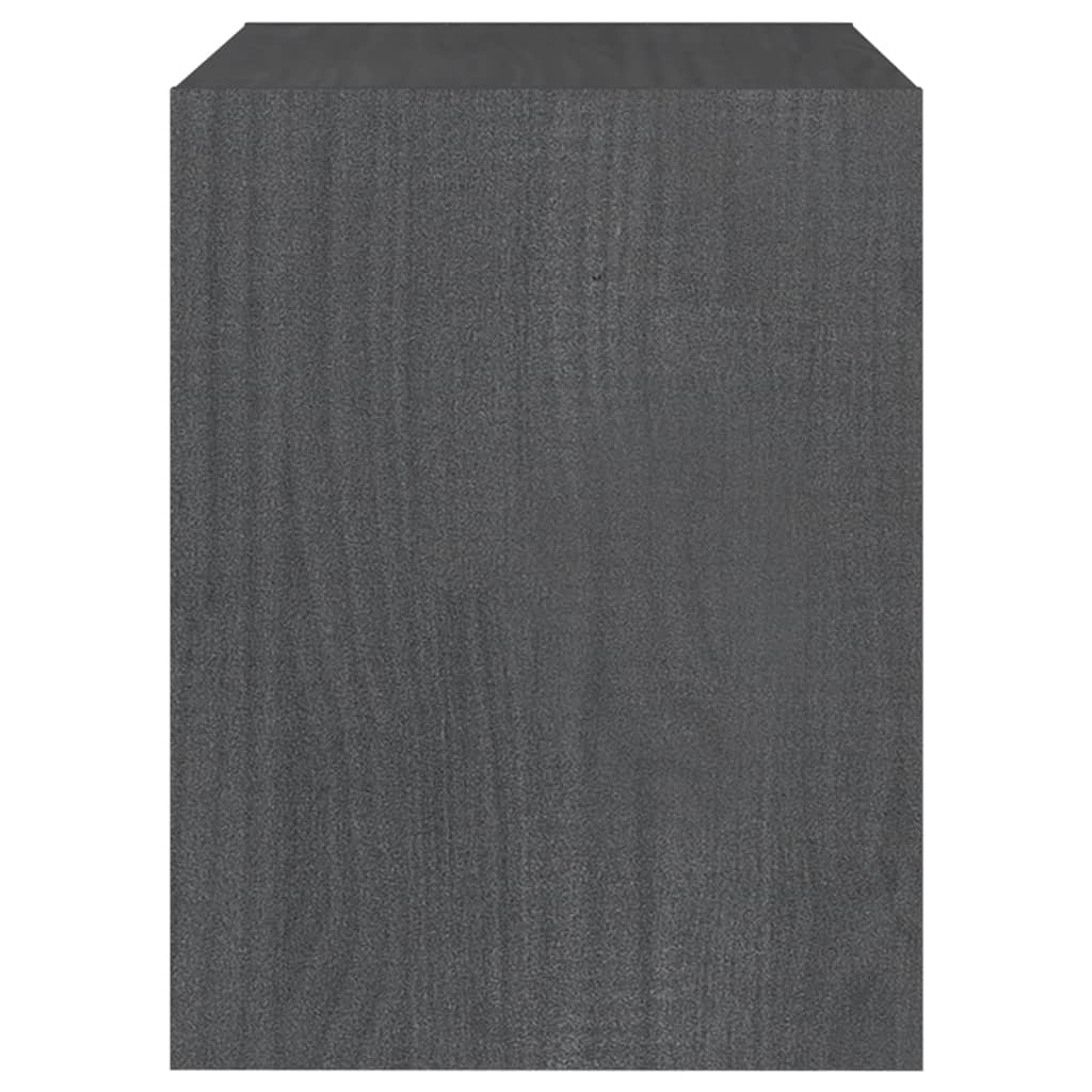 Mesita de noche madera maciza de mango gris 40x30,5x40 cm - Imagen 6