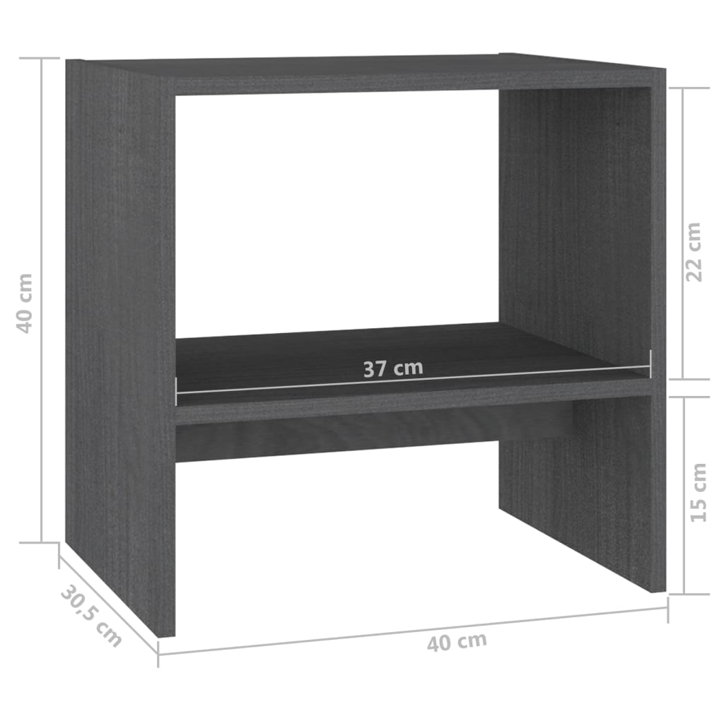 Mesita de noche madera maciza de mango gris 40x30,5x40 cm - Imagen 8