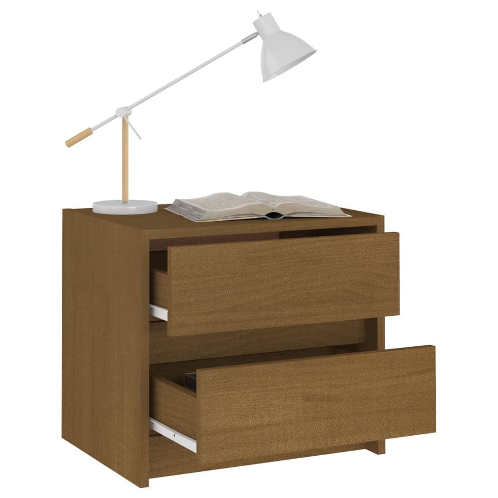 Mesita de noche madera maciza pino marrón miel 40x30,5x35,5 cm - Imagen 3
