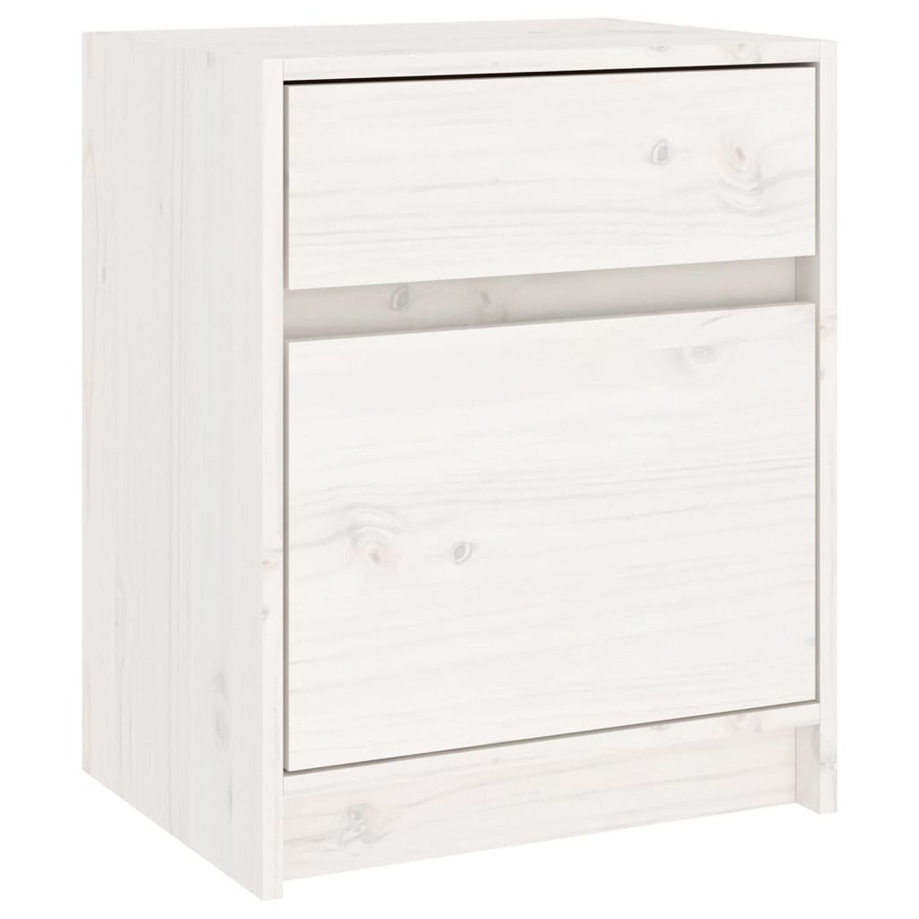 Mesita de noche madera maciza de pino blanca 40x31x50 cm - Imagen 2