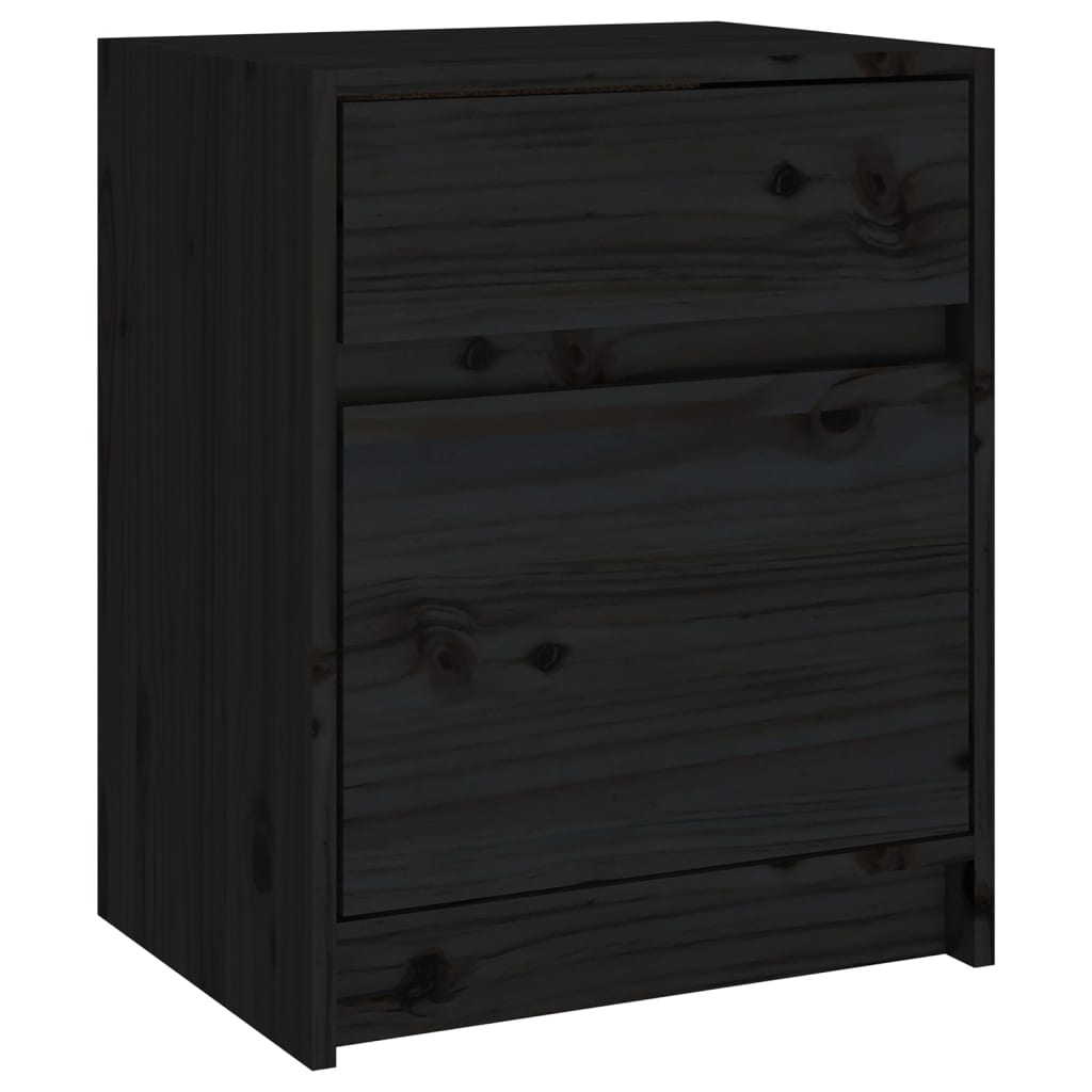 Mesita de noche madera maciza de pino negro 40x31x50 cm - Imagen 2