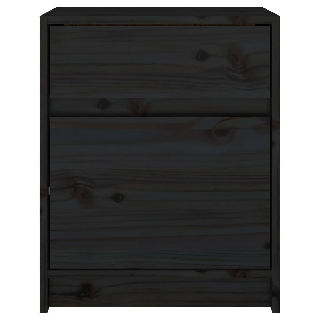Mesita de noche madera maciza de pino negro 40x31x50 cm - Imagen 7