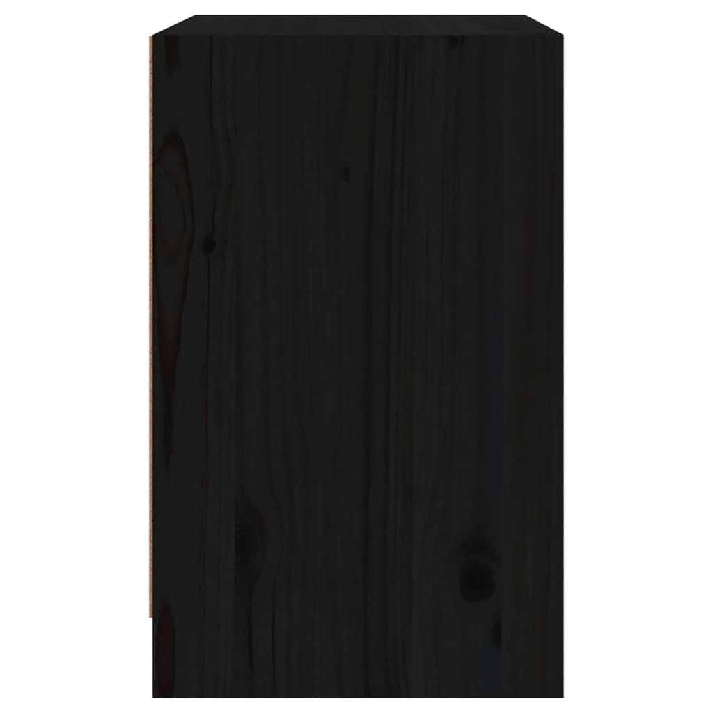 Mesita de noche madera maciza de pino negro 40x31x50 cm - Imagen 8