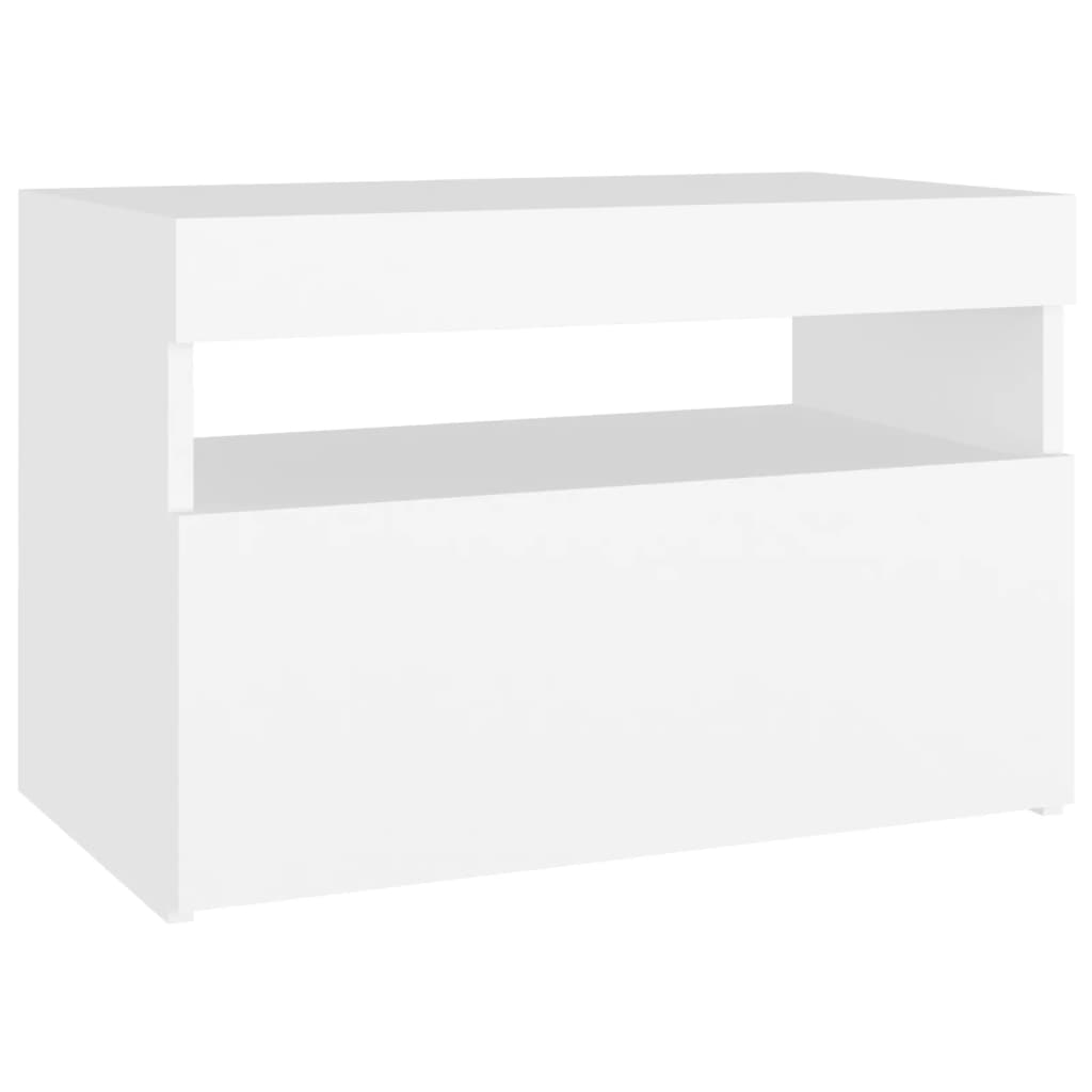 Mesita de noche luces LED 2 uds contrachapada blanco 60x35x40cm - Imagen 8