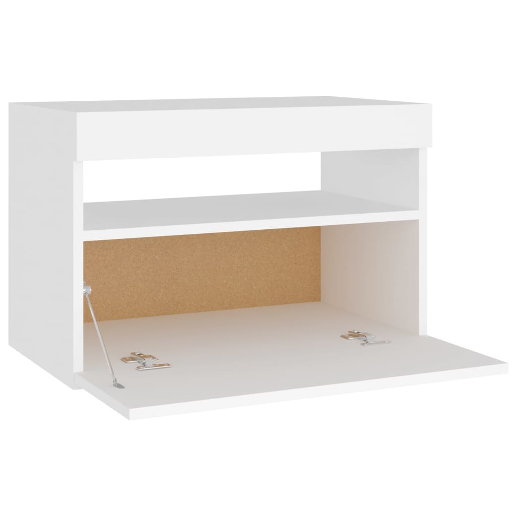 Mesita de noche luces LED 2 uds contrachapada blanco 60x35x40cm - Imagen 9