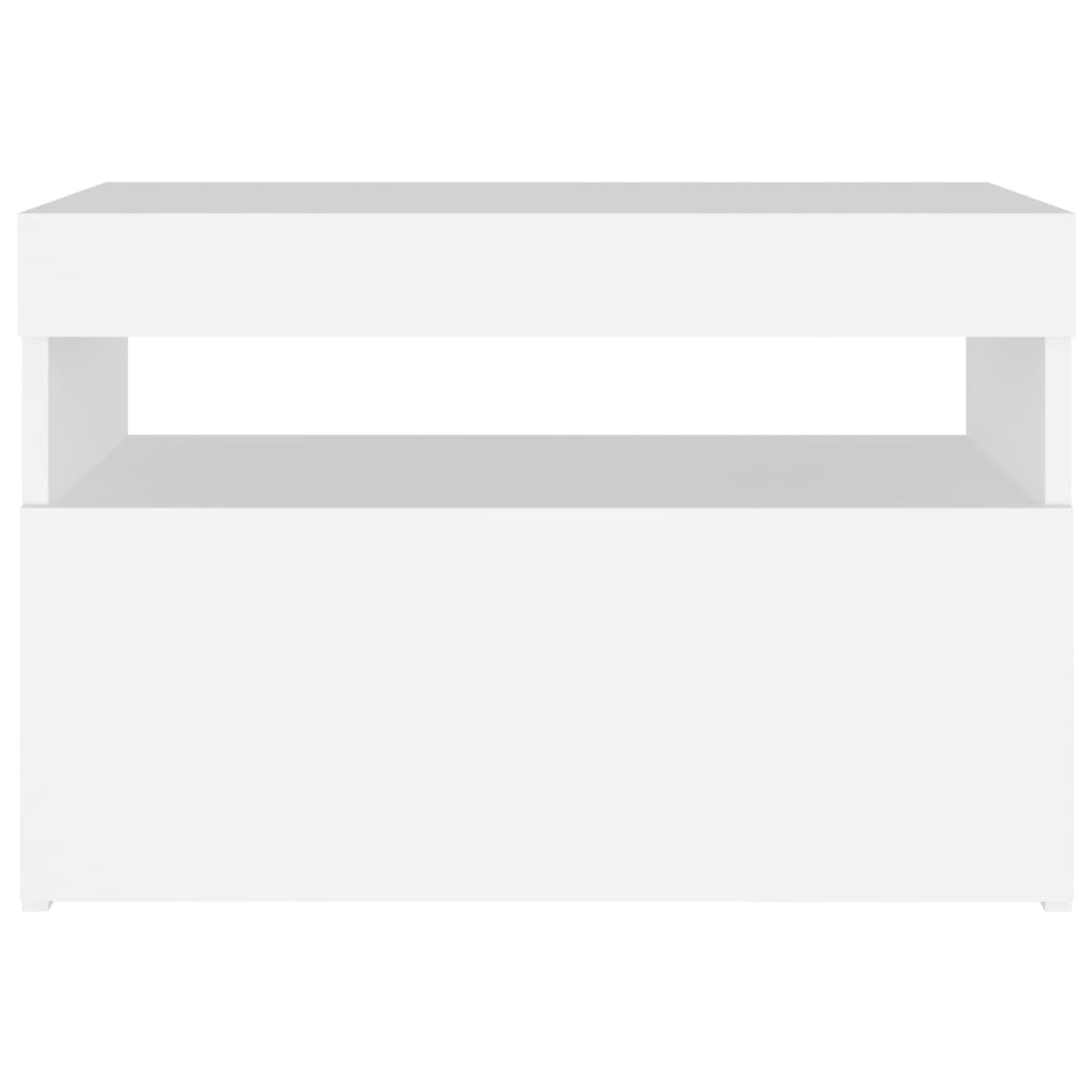 Mesita de noche luces LED 2 uds contrachapada blanco 60x35x40cm - Imagen 10