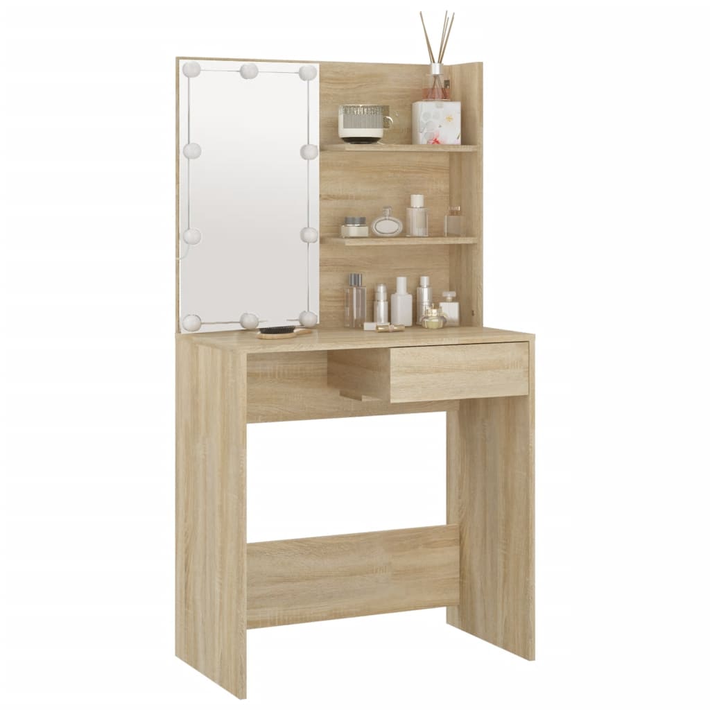 Tocador con LED color roble Sonoma 74,5x40x141 cm - Imagen 9