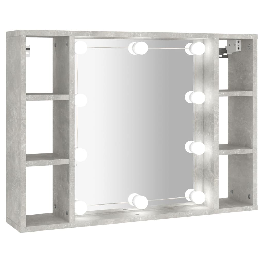 Mueble con espejo y luces LED gris hormigón 76x15x55 cm - Imagen 2