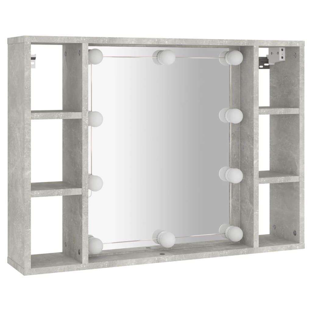 Mueble con espejo y luces LED gris hormigón 76x15x55 cm - Imagen 3