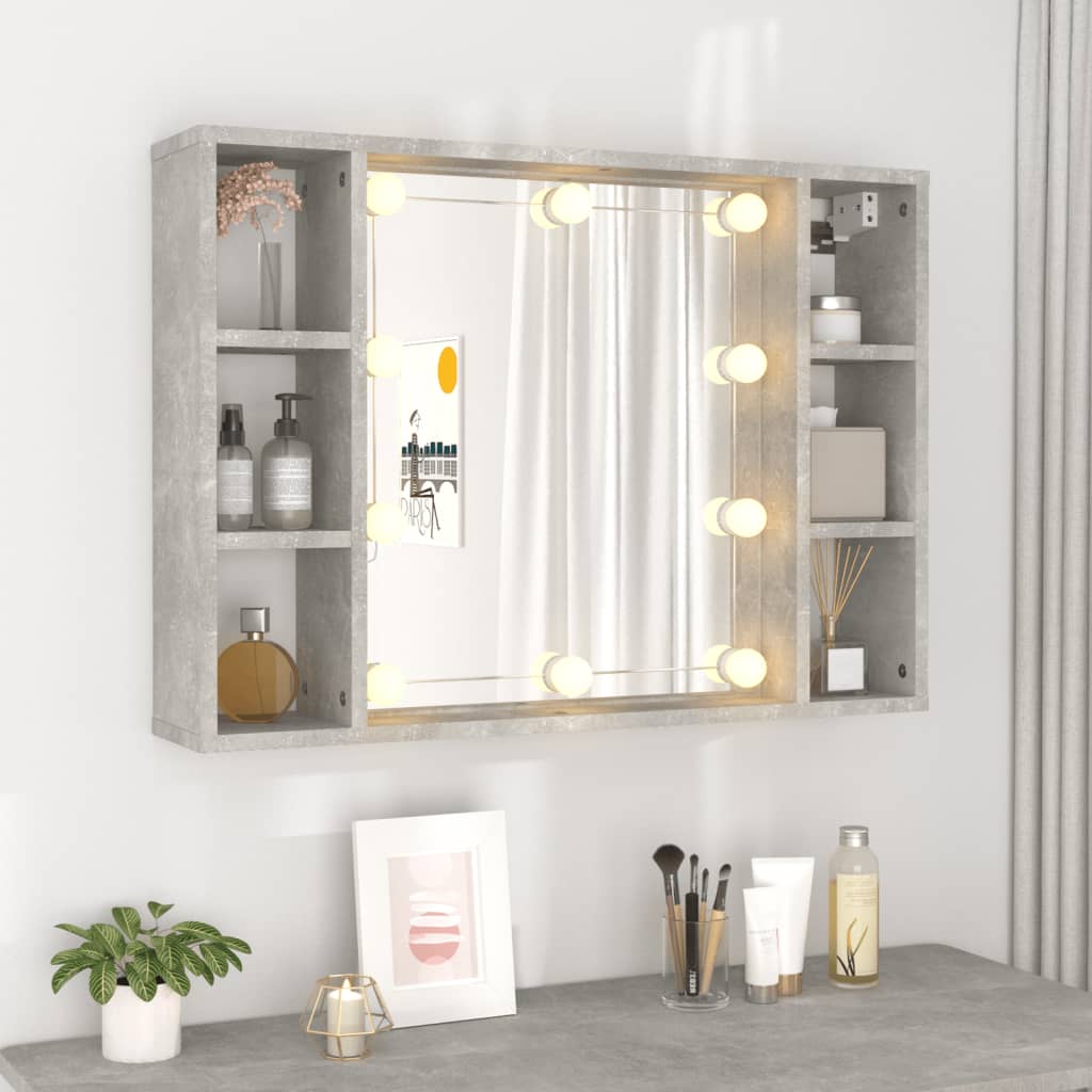 Mueble con espejo y luces LED gris hormigón 76x15x55 cm - Imagen 4