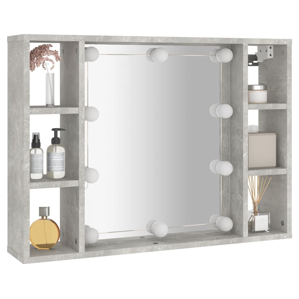 Mueble con espejo y luces LED gris hormigón 76x15x55 cm - Imagen 6