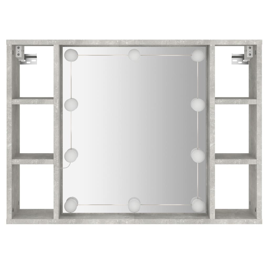 Mueble con espejo y luces LED gris hormigón 76x15x55 cm - Imagen 7