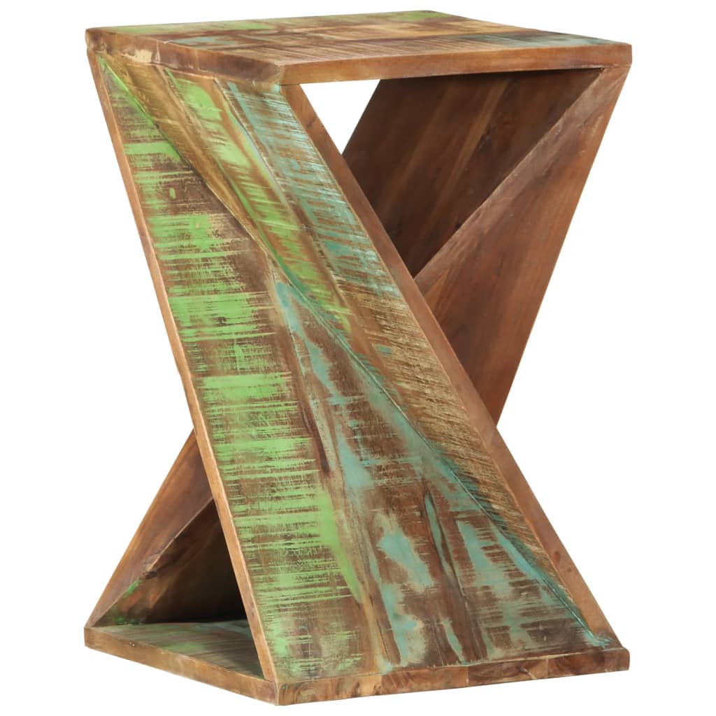 Mesa auxiliar madera maciza reciclada 35x35x55 cm - Imagen 11