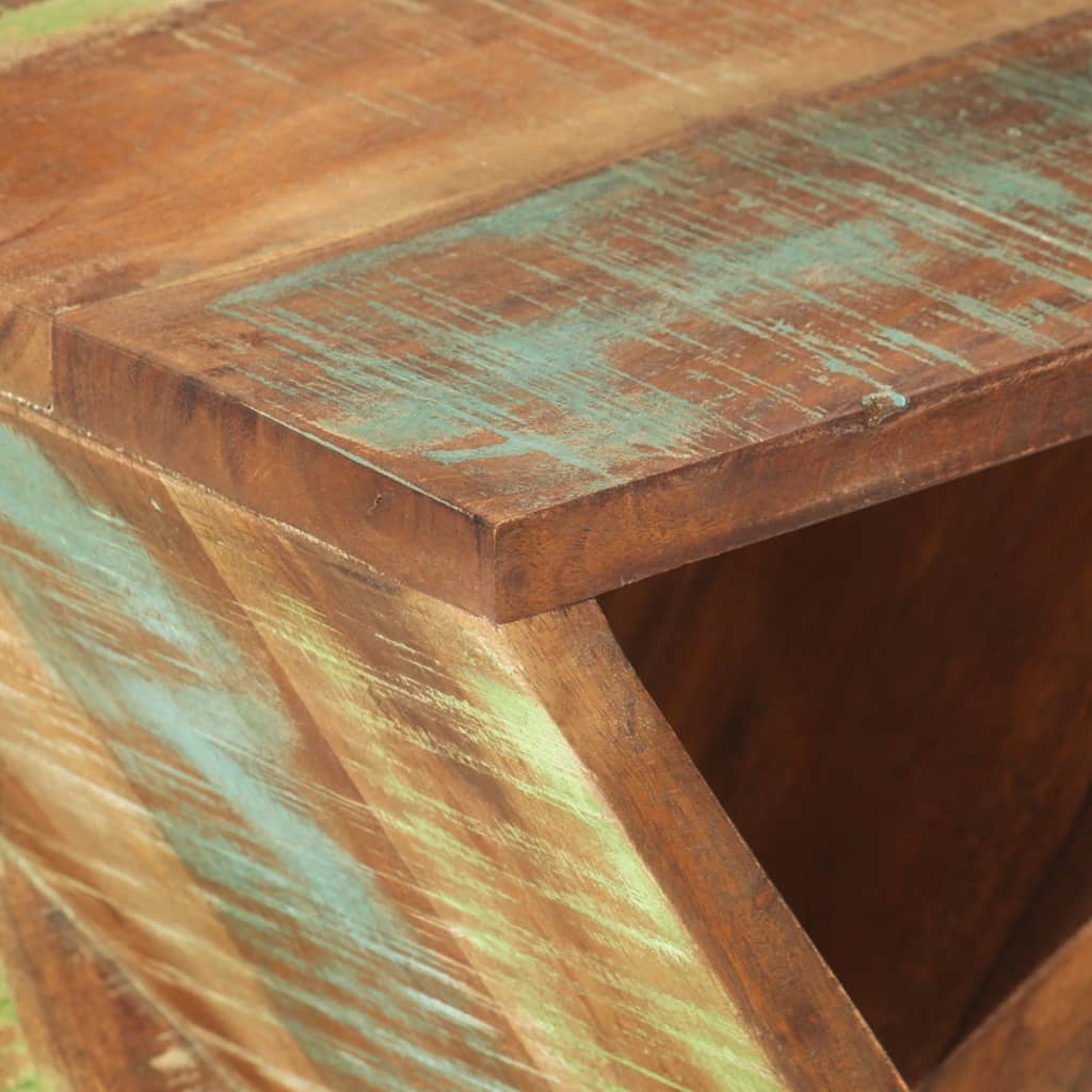 Mesa auxiliar madera maciza reciclada 35x35x55 cm - Imagen 4