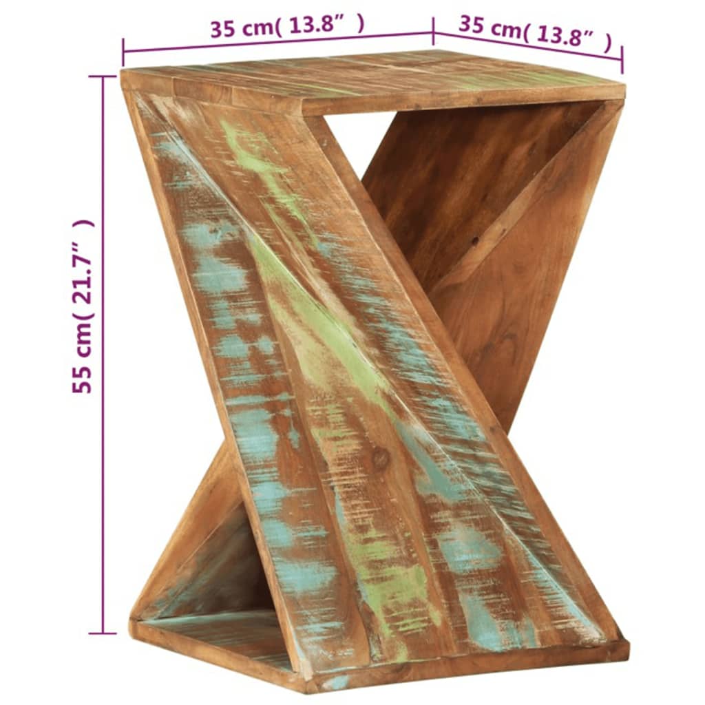 Mesa auxiliar madera maciza reciclada 35x35x55 cm - Imagen 9