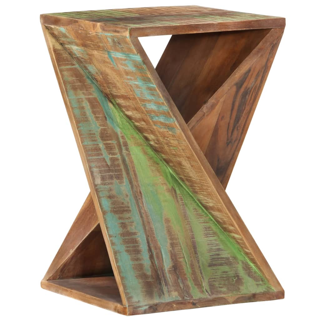Mesa auxiliar madera maciza reciclada 35x35x55 cm - Imagen 10