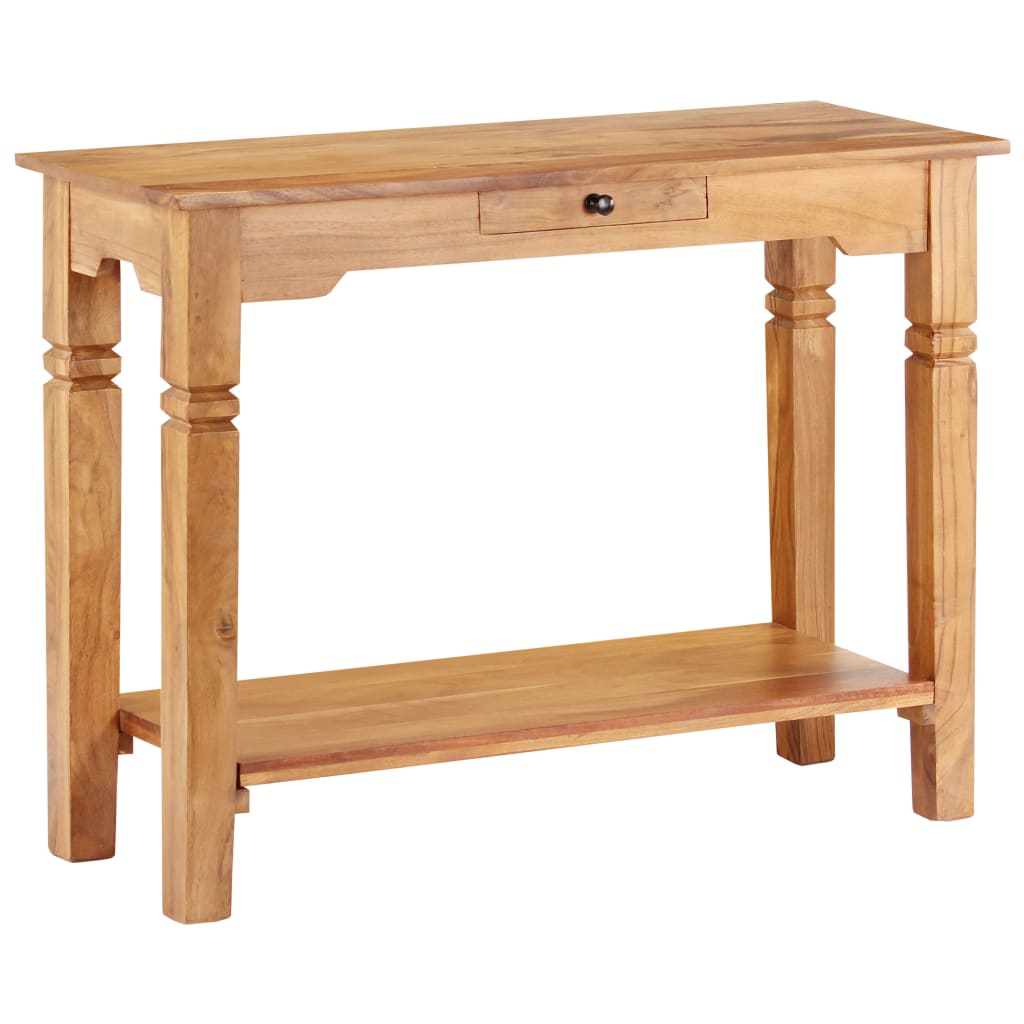 Mesa consola de madera maciza de acacia 100x40x76 cm - Imagen 9