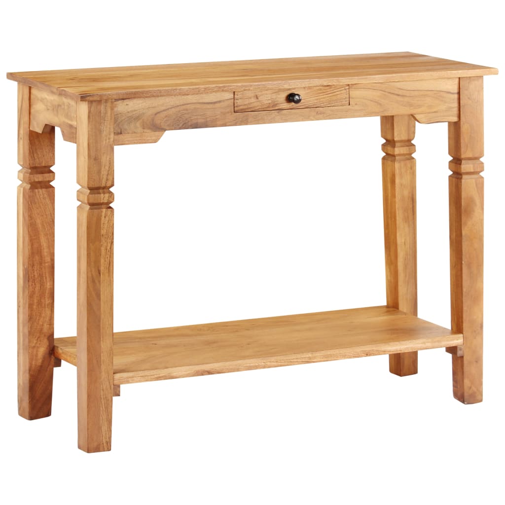 Mesa consola de madera maciza de acacia 100x40x76 cm - Imagen 10