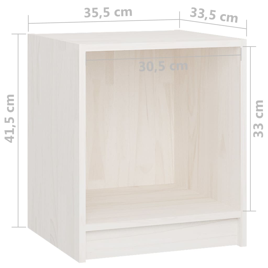 Mesita de noche madera maciza de pino blanco 35,5x33,5x41,5 cm - Imagen 7