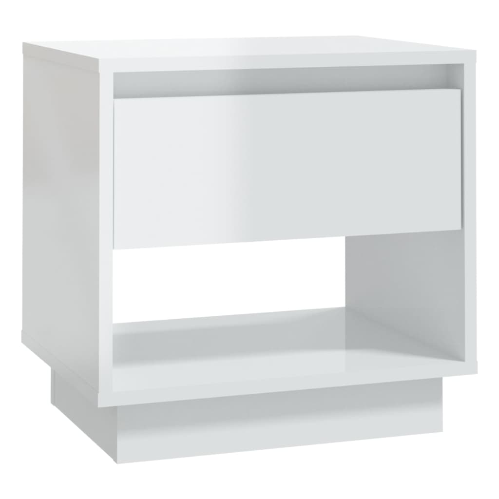 Mesita de noche madera contrachapada blanco brillo 45x34x44 cm - Imagen 2