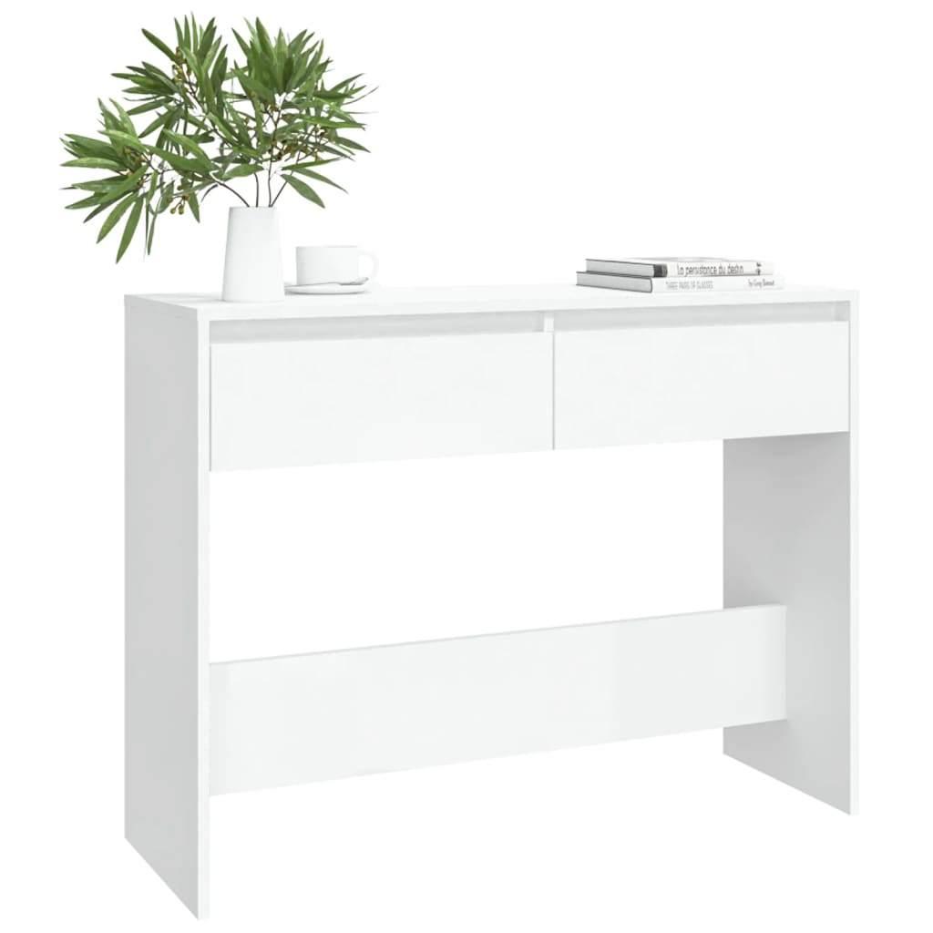 Mesa consola madera de ingeniería blanca 100x35x76,5 cm - Imagen 3