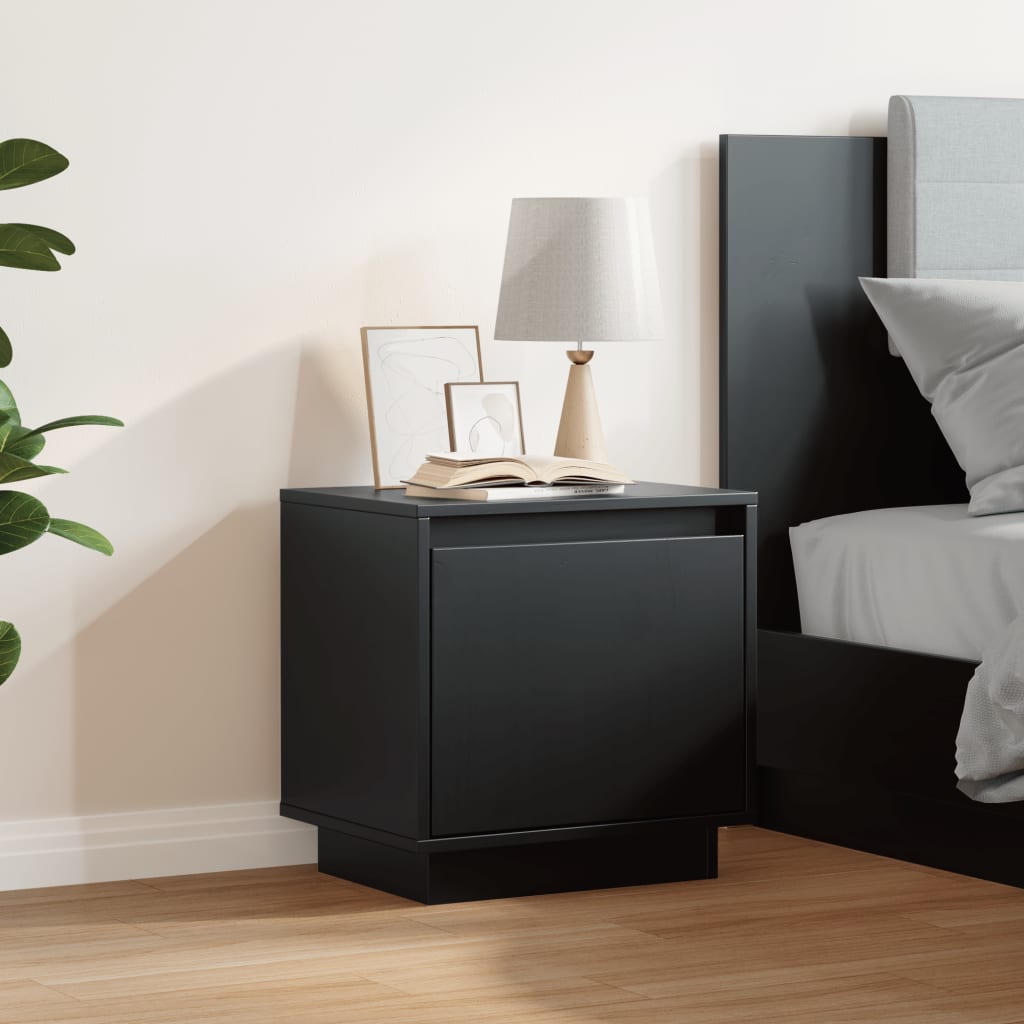 Mesita de noche de madera maciza de pino negro 40x30x40 cm - Imagen 3