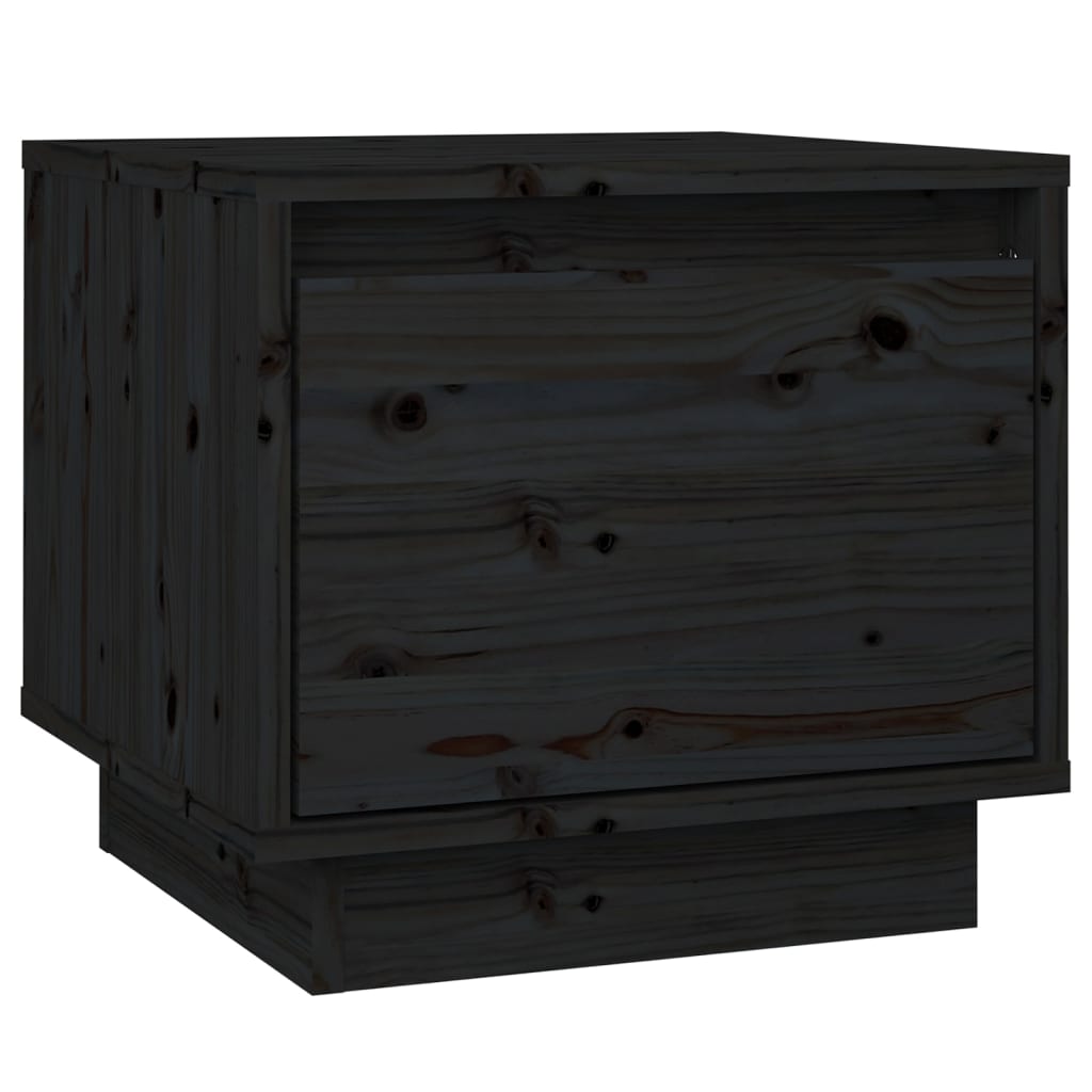 Mesita de noche madera maciza de pino negro 35x34x32 cm - Imagen 2