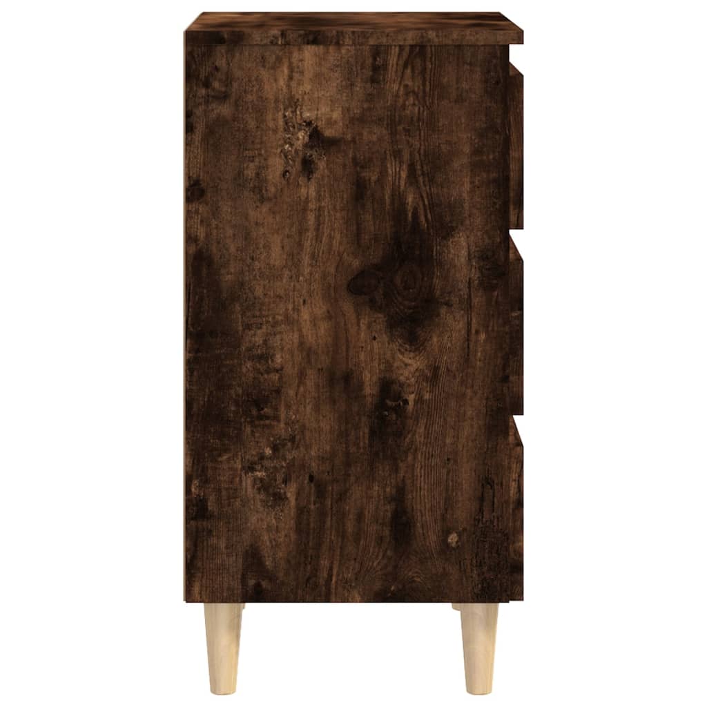 Mesita de noche 2 uds patas de madera roble ahumado 40x35x69 cm - Imagen 7