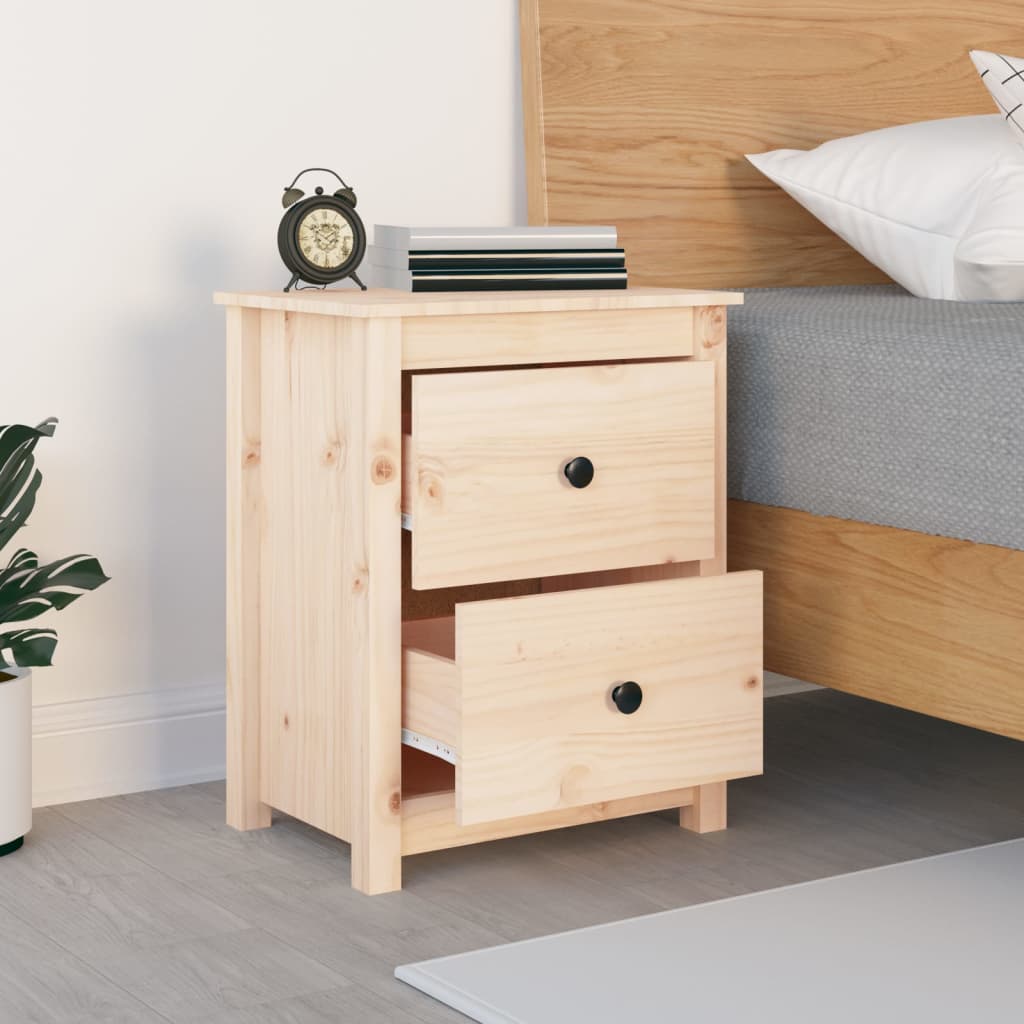Mesita de noche madera maciza de pino 50x35x61,5 cm - Imagen 6