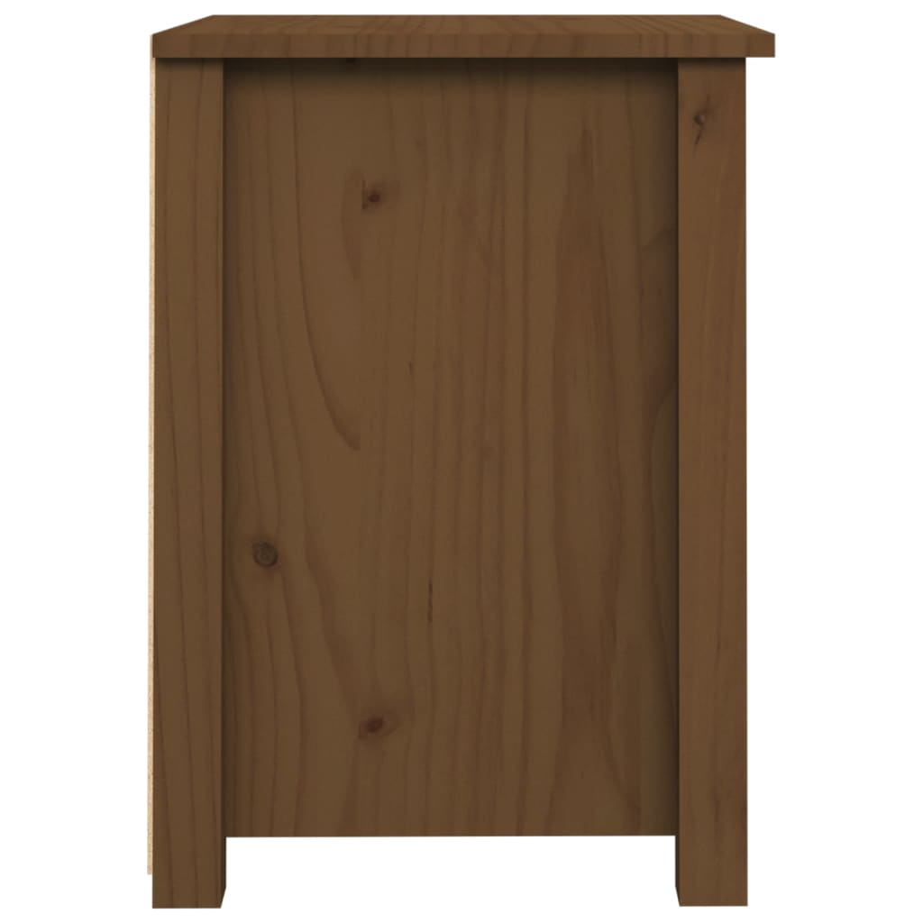 Mesita de noche madera maciza de pino marrón miel 40x35x49 cm - Imagen 7