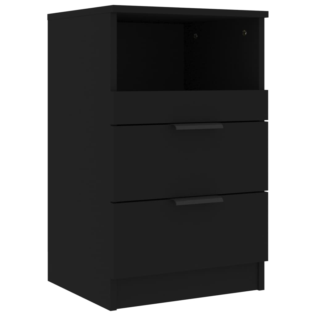 Mesita de noche madera contrachapada color negro - Imagen 2