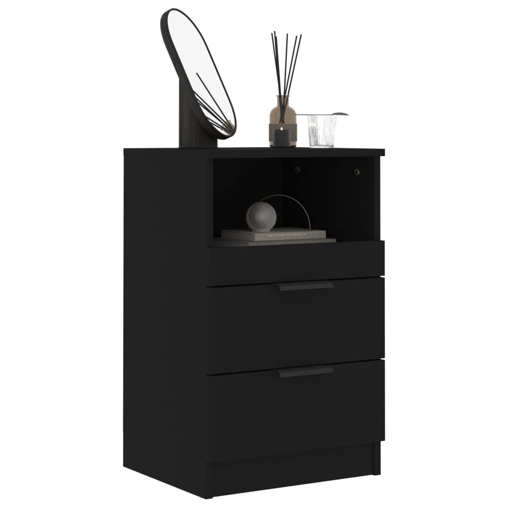 Mesita de noche madera contrachapada color negro - Imagen 7