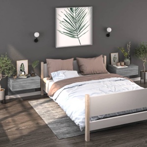 Mesita de noche de pared 2 unidades color gris Sonoma