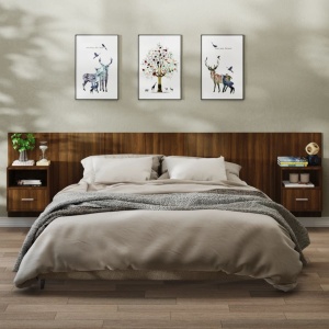 Mesita de noche de pared 2 unidades marrón roble