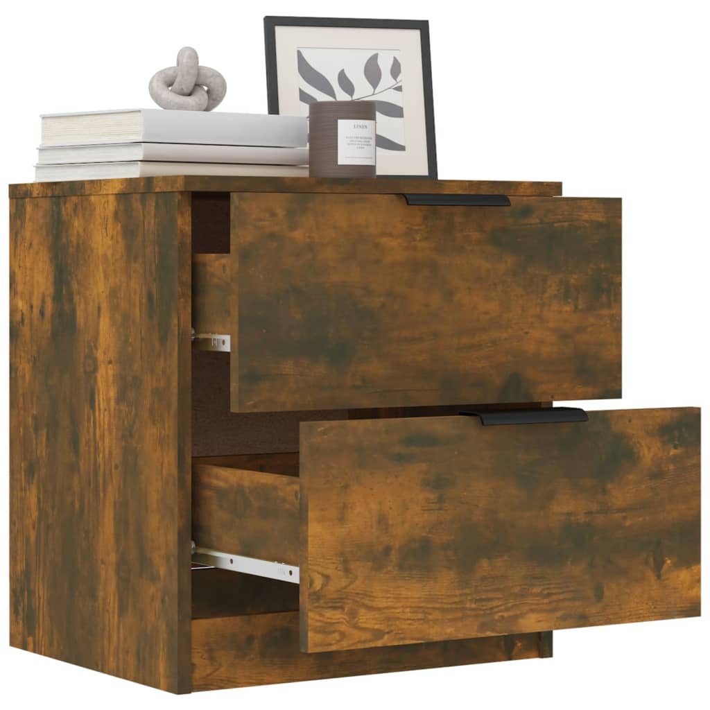 Mesita de noche madera contrachapada color roble ahumado - Imagen 6