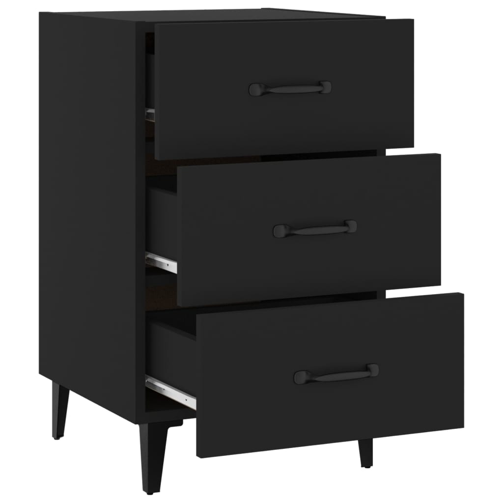 Mesita de noche madera de ingeniería negro 40x40x66 cm - Imagen 5