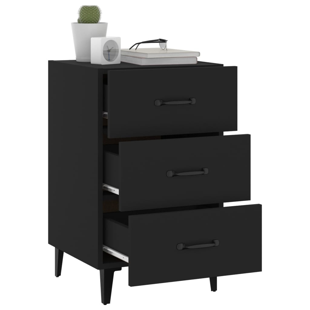 Mesita de noche madera de ingeniería negro 40x40x66 cm - Imagen 6