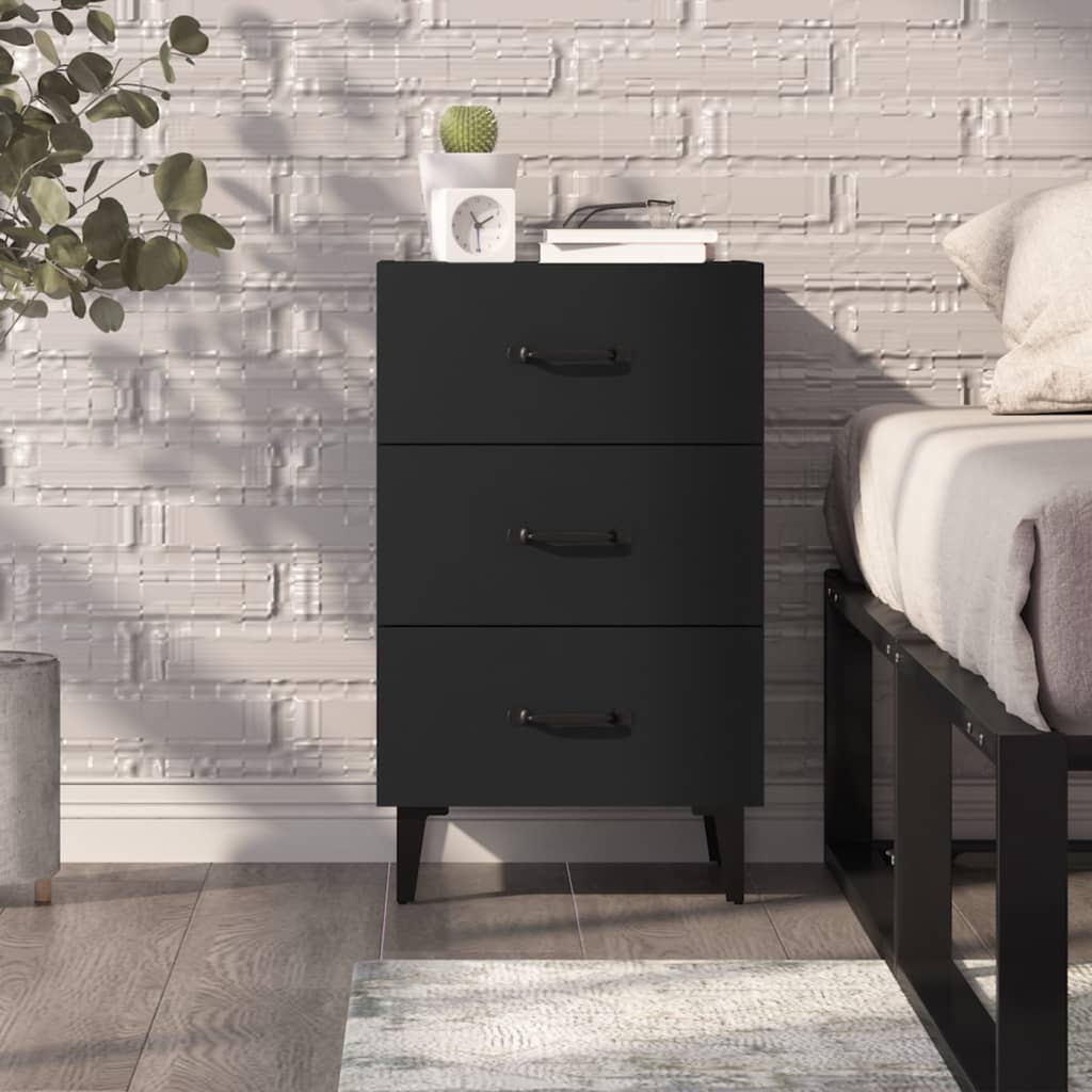 Mesita de noche madera de ingeniería negro 40x40x66 cm - Imagen 7