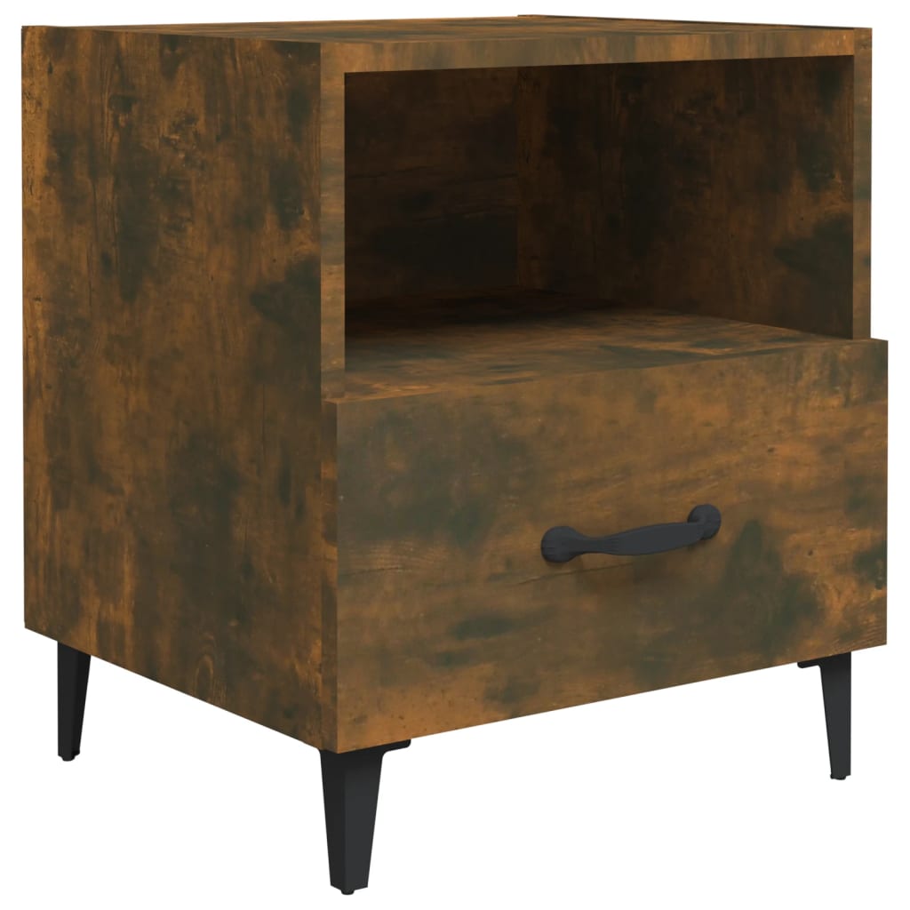 Mesita de noche 2 uds madera contrachapada color roble ahumado - Imagen 3