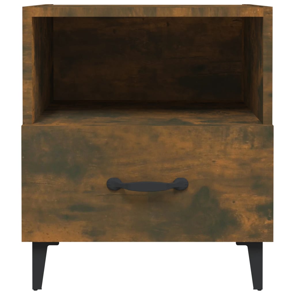 Mesita de noche 2 uds madera contrachapada color roble ahumado - Imagen 4