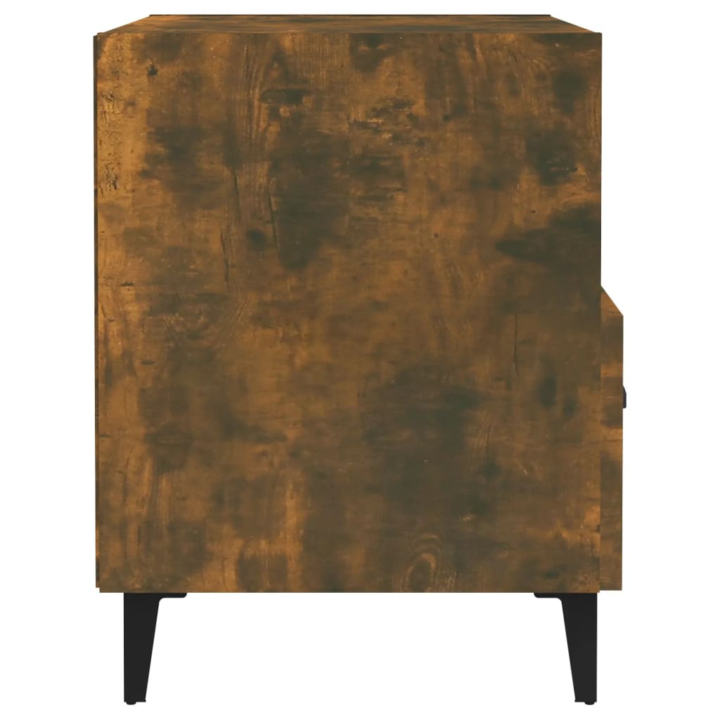 Mesita de noche 2 uds madera contrachapada color roble ahumado - Imagen 5