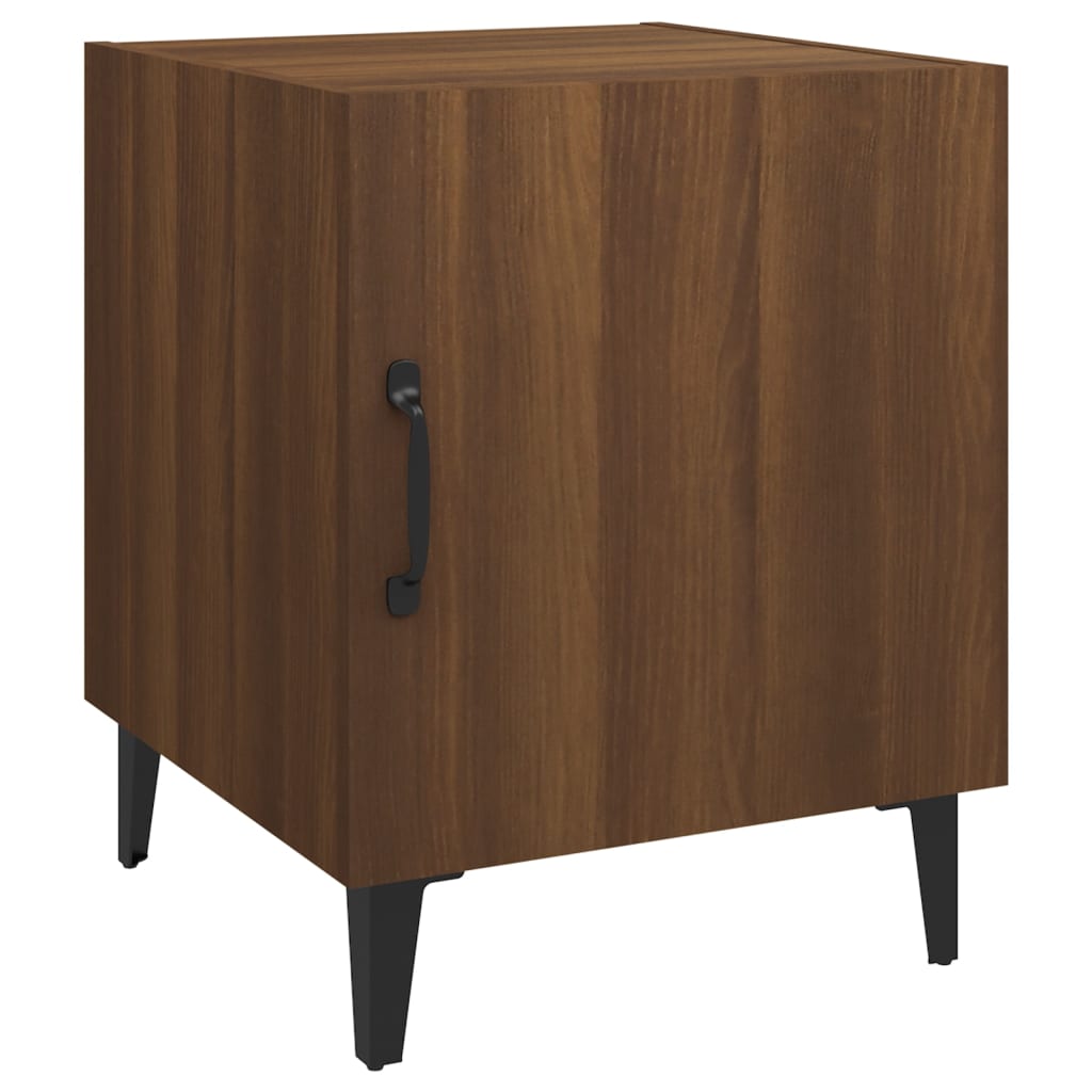 Mesita de noche madera contrachapada color roble marrón - Imagen 2
