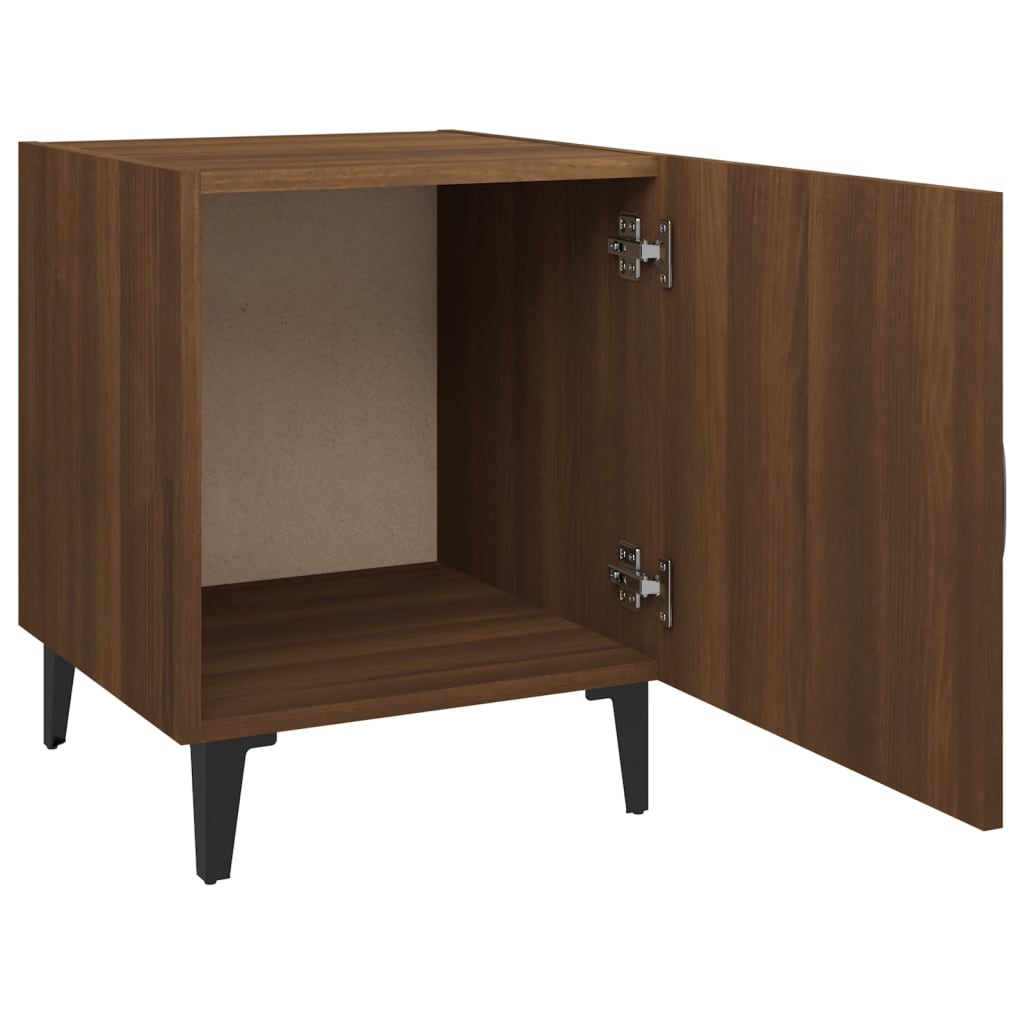 Mesita de noche madera contrachapada color roble marrón - Imagen 5